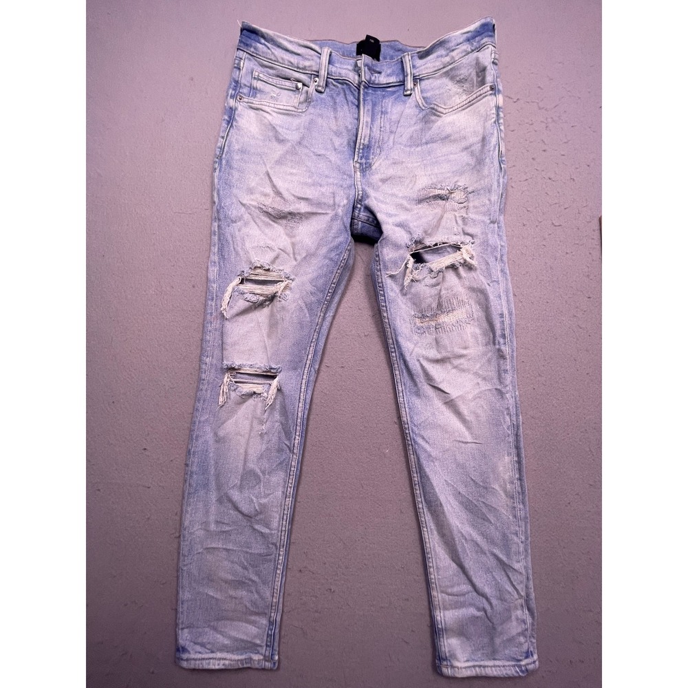 H&M Skinny Fit Jeans Denim Light Wash Distressed US 32 EUR 32 Mens